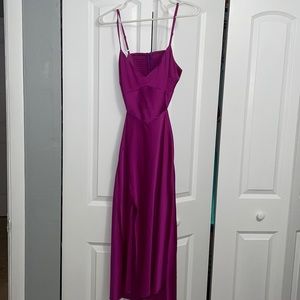 Fuchsia slit cocktail dress